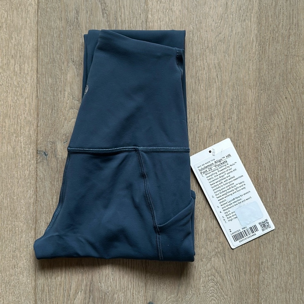 NWT align pant 25" pocket size 2 iron blue lululemon
